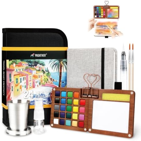 Travel Watercolor Travel Set, 24 Colors Mini Portable Paint Kit